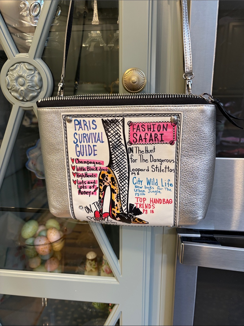 Vintage Brighton Silver Crossbody Bag Paris French